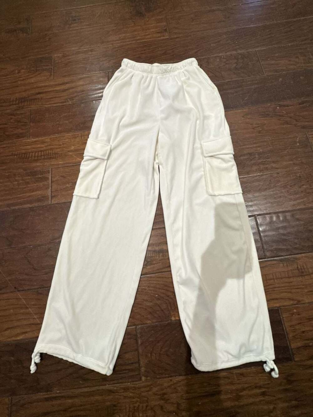 Double Zero White Velour Cargo Pants‎ Size Small